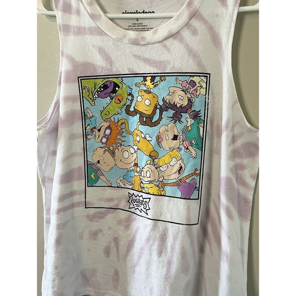 Nickelodeon Rugrats Tie Dye Muscle Tee Tank Top Women's Juniors Size L - Picture 2 of 5